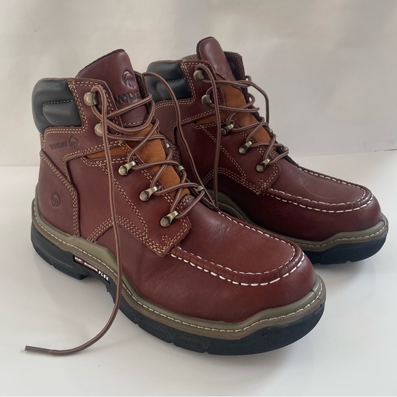 Wolverine Men's Brown Raider Durashocks Safety Toe Construction Boot Size 9M - Picture 1 of 7